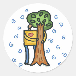 Kleurrijke boomknuffelaar ronde sticker