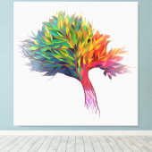 Kleurrijke boomuitbarsting canvas afdruk (Insitu (Houten vloer))