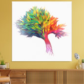 Kleurrijke boomuitbarsting canvas afdruk (Insitu (Woonkamer))