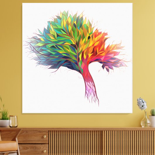 Kleurrijke boomuitbarsting canvas afdruk (Insitu (Woonkamer))