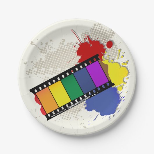 Kleurrijke Borden voor filmstrips Papieren Bordje (Voorkant)