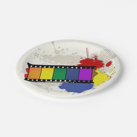 Kleurrijke Borden voor filmstrips Papieren Bordje (Gekanteld)