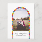 Kleurrijke Border Arch Foto Kerstvakantie Briefkaart (Voorkant)