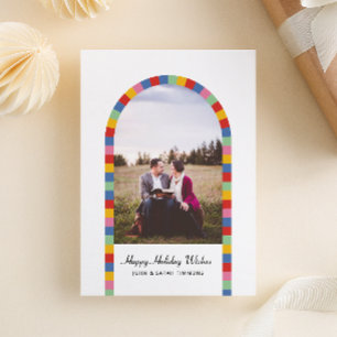 Kleurrijke Border Arch Foto Kerstvakantie Briefkaart