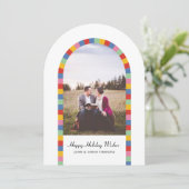 Kleurrijke Border Arch Foto Kerstvakantie Kaart (Staand voorkant)