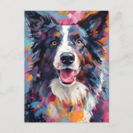 Kleurrijke Border Collie Briefkaart