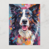 Kleurrijke Border Collie Briefkaart (Voorkant)