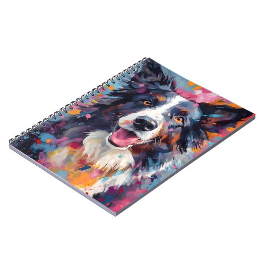 Kleurrijke Border Collie Notitieboek (Linkerzijde)