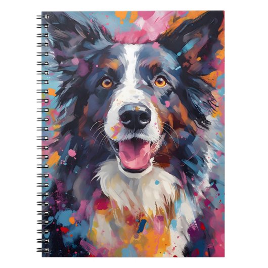 Kleurrijke Border Collie Notitieboek (Voorkant)