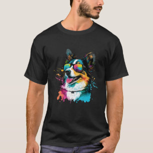 Kleurrijke Border Collie Pop Dog Pap Mam Dog T-shirt