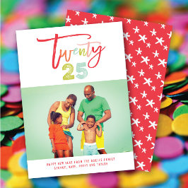 Kleurrijke Borstel 2025 Typografie Nieuw Jaar Foto Feestdagenkaart