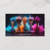 Kleurrijke borstels make-up artiest cosmetica scho visitekaartje (Voorkant)