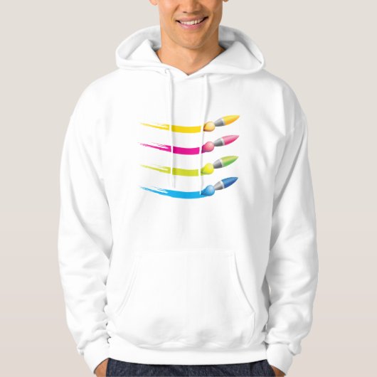 Kleurrijke Borstels Mannen Hoodie (Voorkant)
