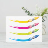 Kleurrijke borstels uitnodigingen (Staand voorkant)