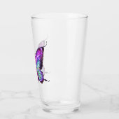 Kleurrijke borstkankerbewustzijnsvlinder glas (Links)