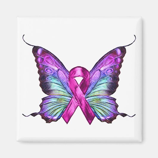Kleurrijke borstkankerbewustzijnsvlinder magneet (Voorkant)