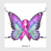 Kleurrijke borstkankerbewustzijnsvlinder sticker (Vel)