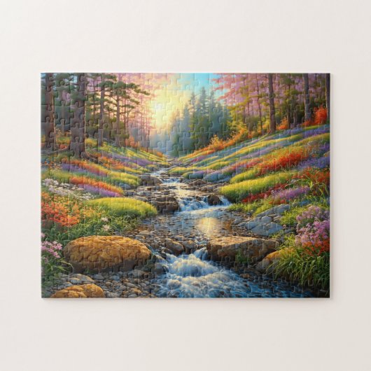 Kleurrijke bos bloemen kunst legpuzzel (Horizontaal)