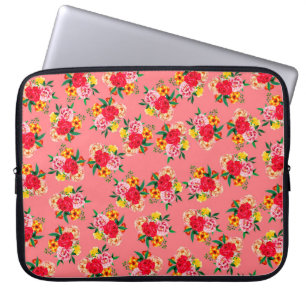 Kleurrijke bos bloemen met een pink achtergrondse laptop sleeve