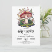 Kleurrijke bos-paddenstoel babyborrel kaart (Staand voorkant)