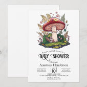 Kleurrijke bos-paddenstoel babyborrel kaart (Voorkant / Achterkant)