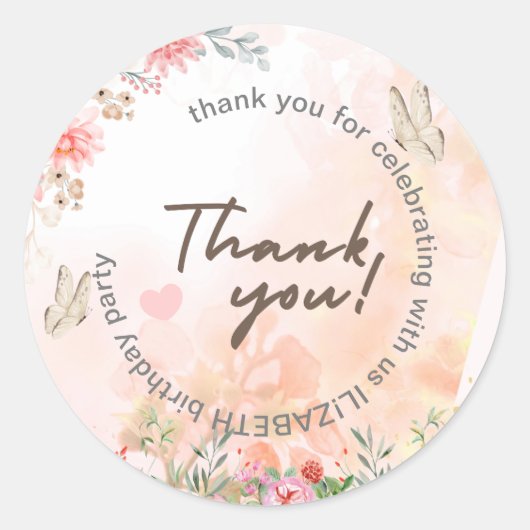 Kleurrijke Bos Vlinders Prinses Meisje's Ronde Sticker (Voorkant)