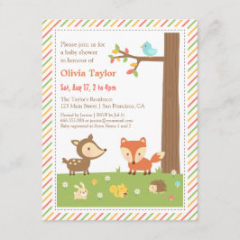 Kleurrijke bosdieren baby shower kaart