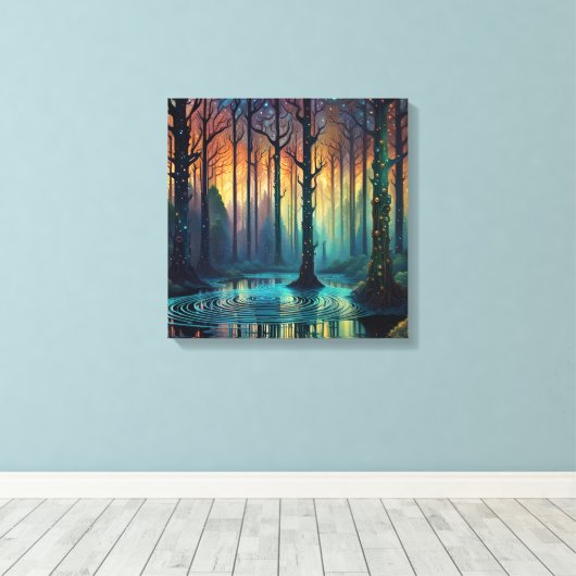 Kleurrijke boslandschap Moderne digitale kunst Canvas Afdruk (Insitu (Houten vloer))