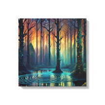 Kleurrijke boslandschap Moderne digitale kunst