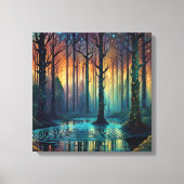 Kleurrijke boslandschap Moderne digitale kunst Canvas Afdruk (Voorkant)