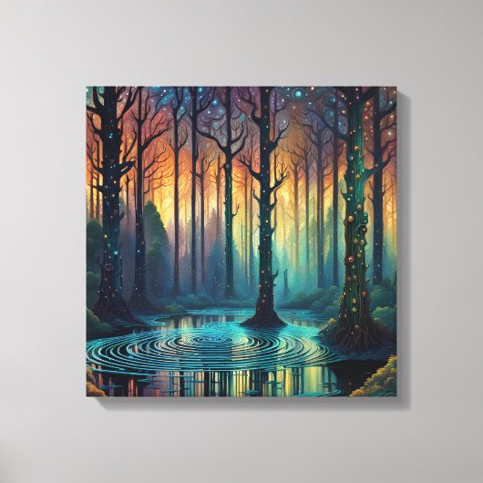 Kleurrijke boslandschap Moderne digitale kunst Canvas Afdruk (Voorkant)