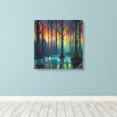 Kleurrijke boslandschap Moderne digitale kunst Canvas Afdruk (Insitu (Houten vloer))