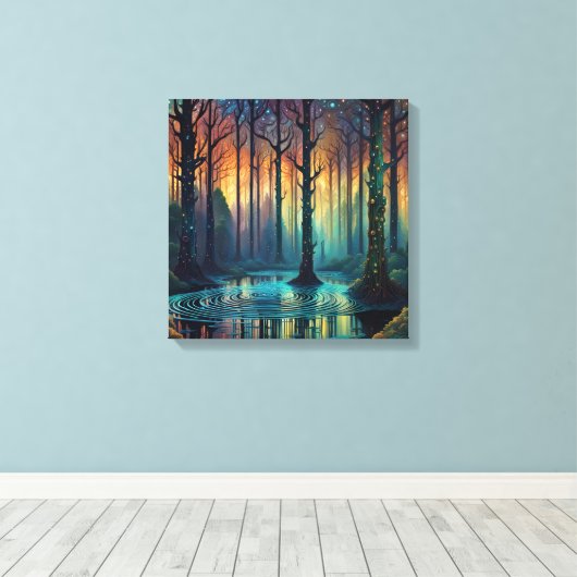 Kleurrijke boslandschap Moderne digitale kunst Canvas Afdruk (Insitu (Houten vloer))