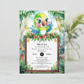 Kleurrijke bospapegaai verjaardag kaart (Staand voorkant)