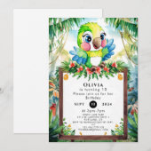 Kleurrijke bospapegaai verjaardag kaart (Voorkant / Achterkant)