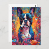 Kleurrijke Boston Terrier Briefkaart (Voorkant / Achterkant)
