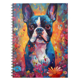 Kleurrijke Boston Terrier Notitieboek