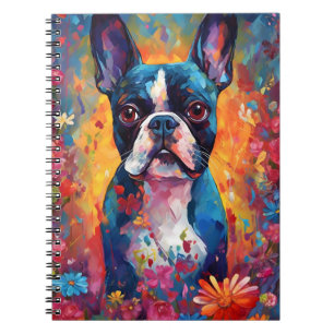 Kleurrijke Boston Terrier Notitieboek