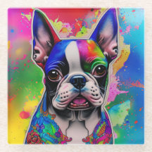 Kleurrijke Boston Terrier Paint Splashes