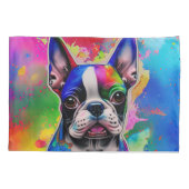 Kleurrijke Boston Terrier Paint Splashes Kussensloop (Achterkant)