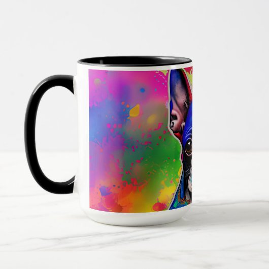 Kleurrijke Boston Terrier Paint Splashes Mok (Links)