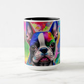 Kleurrijke Boston Terrier Paint Splashes Mok (Midden)