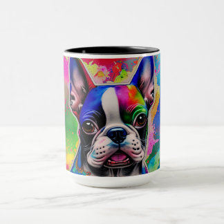 Kleurrijke Boston Terrier Paint Splashes Mok