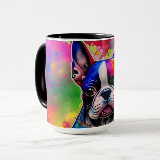 Kleurrijke Boston Terrier Paint Splashes Mok (Voorkant links)