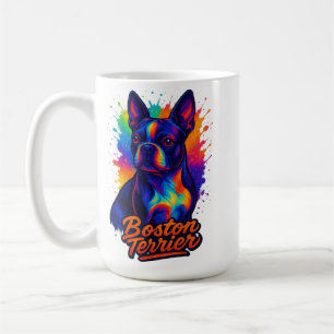 Kleurrijke Boston Terrier Pop Art Portret Koffiemok