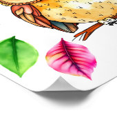 Kleurrijke bosuilen en bladeren in waterverf poster (Hoek)