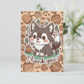 kleurrijke boswolf bedankkaart (Staand voorkant)