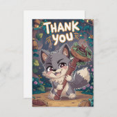 Kleurrijke boswolf bedankkaart (Voorkant / Achterkant)