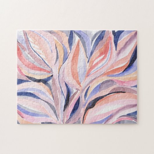 Kleurrijke botanische aquarel kunst legpuzzel (Horizontaal)