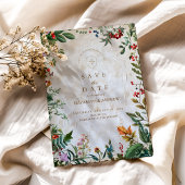 Kleurrijke botanische bessen bruiloft save the date